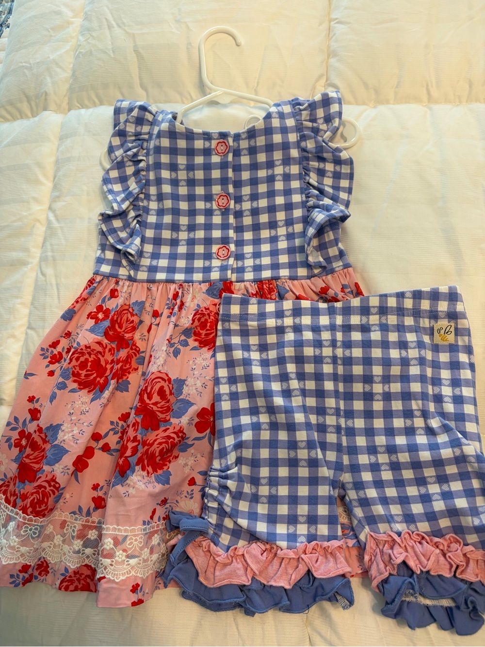 Wildflowers Blue Gingham & Pink Floral Girls Matching Set